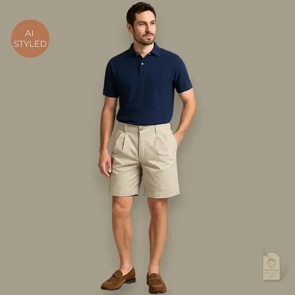 Men’s Polo Ralph Lauren | 42T Vintage Khaki Pleated Shorts | Preppy Classic - Picture 2 of 6